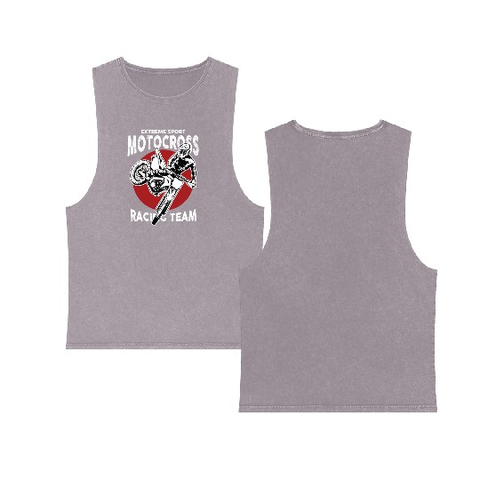 Motocross Racing Team Double Sided Mineral Wash Tank Tops