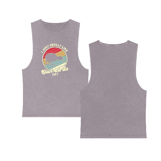 Bird Lover Endangered Species Kiwi Bird Double Sided Mineral Wash Tank Tops