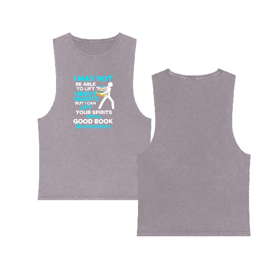 Librarian Bookworm Book Nerd Reading Library Double Sided Mineral Wash Tank Tops