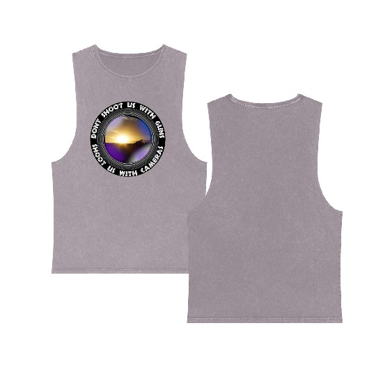 Dont Shoot Us Wildlife Conservation Giraffe Sunset Double Sided Mineral Wash Tank Tops