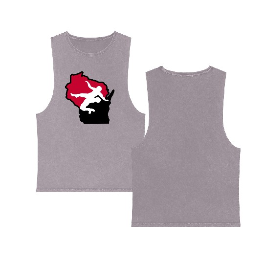 Wisconsin Wrestling Double Sided Mineral Wash Tank Tops