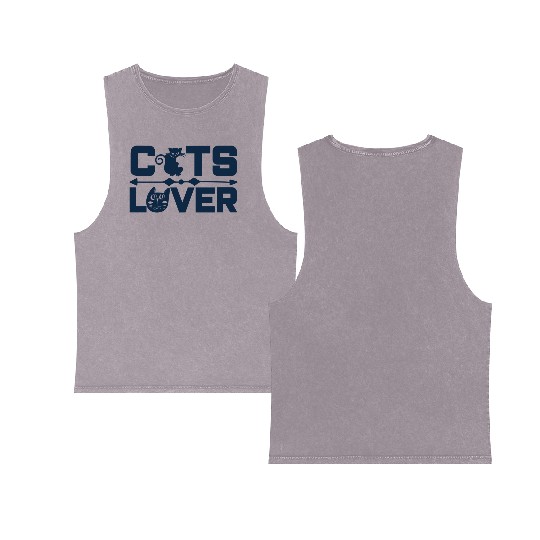 Crazy for Cats: Cute and Casual Cat Lover Top Double Sided Mineral Wash Tank Tops