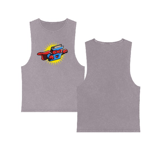 Book Hero Reading Book Lover Comic Book Comics Double Sided Mineral Wash Tank Tops