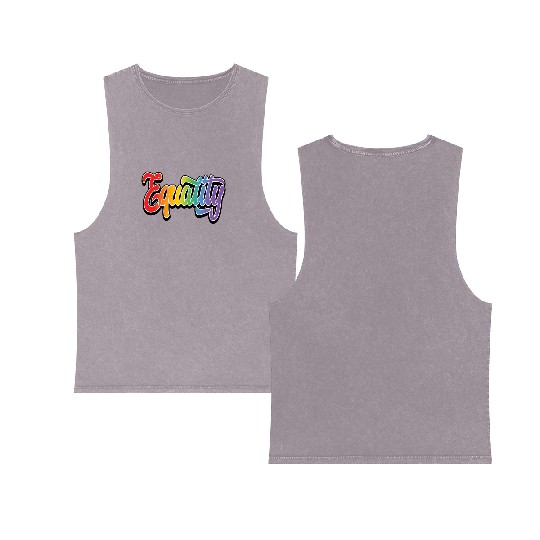 LGBT Pride Rainbow Flag Equality Double Sided Mineral Wash Tank Tops