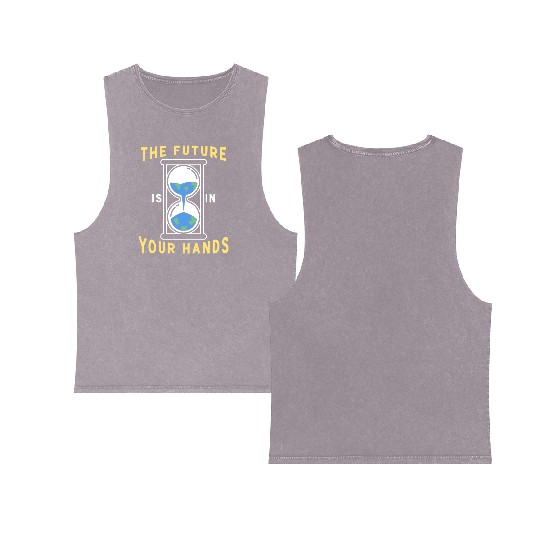Earth Hour Time Environmentalist Save The Planet Double Sided Mineral Wash Tank Tops