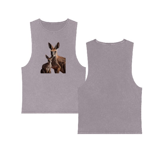 Adorable kangaroo mother with her baby wild animal Double Sided Mineral Wash Tank Tops