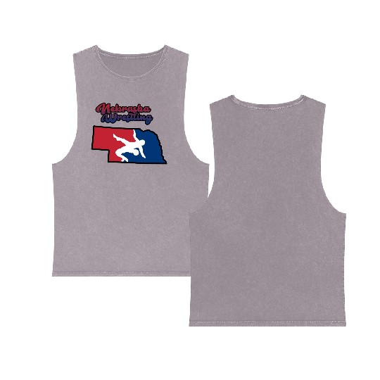 Nebraska Wrestling (USA Colors) Double Sided Mineral Wash Tank Tops