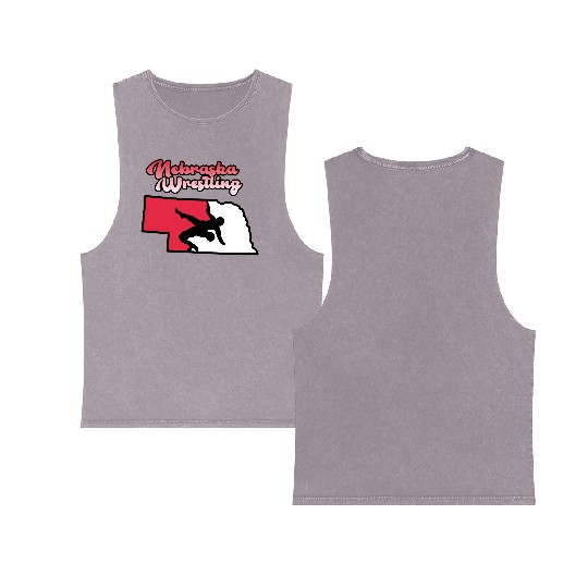 Nebraska Wrestling (State Colors) Double Sided Mineral Wash Tank Tops