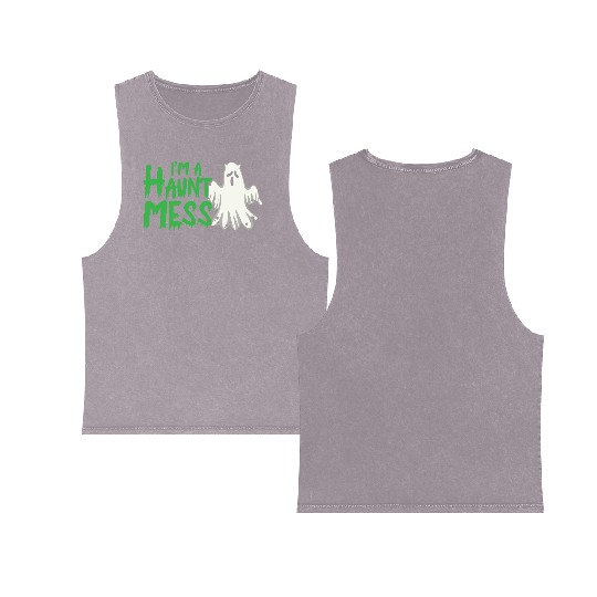 Halloween Paranormal Ghost Hunters Horror Fans Double Sided Mineral Wash Tank Tops