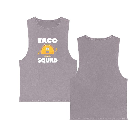 Taco Squad Vintage Funny Parties Tacos Love Double Sided Mineral Wash Tank Tops