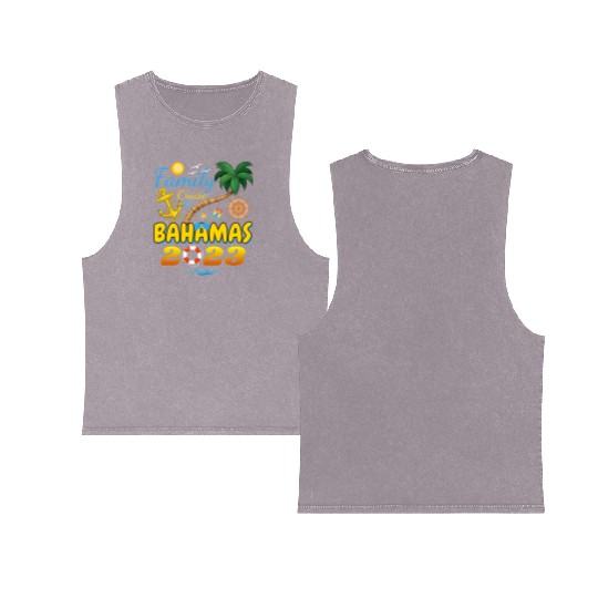 Family Cruise The Bahamas 2023 Matching Group Double Sided Mineral Wash Tank Tops