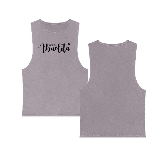 Abuelita 2023 New Grandma Newborn Baby Announce Double Sided Mineral Wash Tank Tops