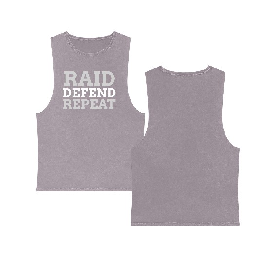 Raid Defend Repeat | Kabaddi Sport Double Sided Mineral Wash Tank Tops