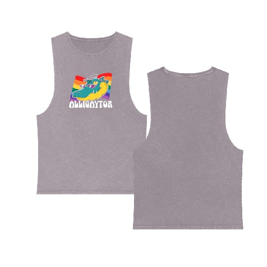 Gay Rights Rainbow Pride Month LGBTQ Gay Pride Double Sided Mineral Wash Tank Tops