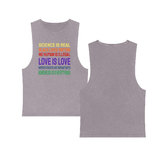 Science Is Real Black Lives Matter Double Sided Mineral Wash Tank Tops