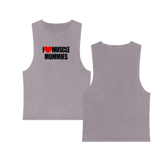 I Love Muscle Mommies Red Heart Muscle Mommies Double Sided Mineral Wash Tank Tops