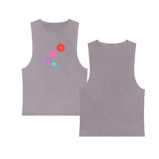 falling multi colored flowers Double Sided Mineral Wash Tank Tops