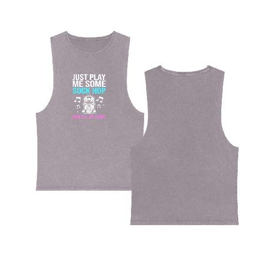 Sock Hop Music Quote 50s Rockabilly Sock Hop Double Sided Mineral Wash Tank Tops