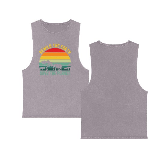 Earth Day Rewild The Earth Save The Planet Nature Double Sided Mineral Wash Tank Tops