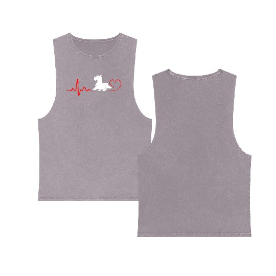 Scottie Dog Heartbeat Scottish Terrier Double Sided Mineral Wash Tank Tops
