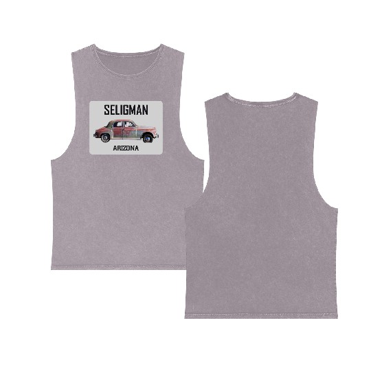 Old car city of Seligman in Arizonna, US Route 66 Double Sided Mineral Wash Tank Tops
