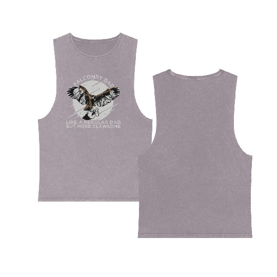 Falconry Dad Eagle Flying Double Sided Mineral Wash Tank Tops