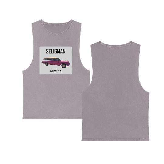 Old car city of Seligman in Arizonna, US Route 66 Double Sided Mineral Wash Tank Tops