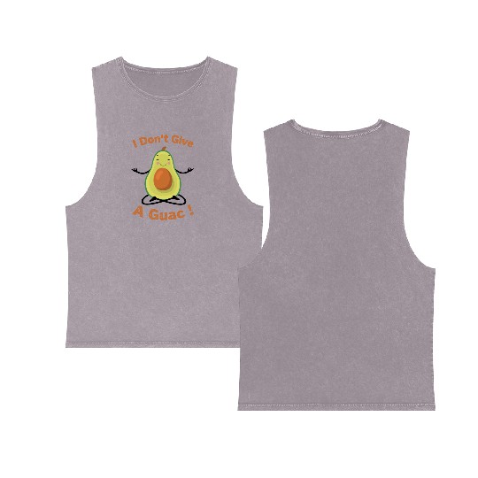I Don't Give A Guac ! Funny Avocado Pun Green Double Sided Mineral Wash Tank Tops