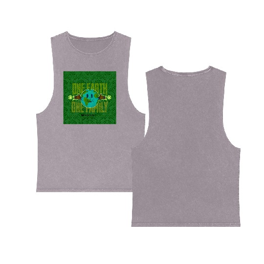 One Earth One Family (Sustainable for earth day) Double Sided Mineral Wash Tank Tops