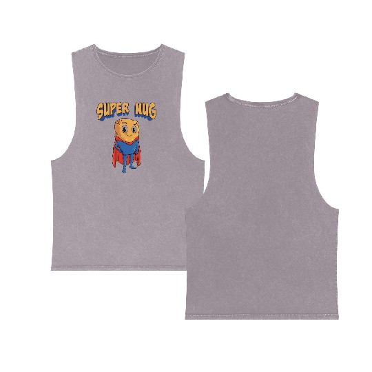 Super Nug Chicken Nuggets Double Sided Mineral Wash Tank Tops