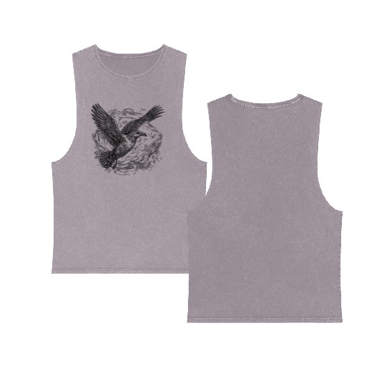 Flying Seagull Over The Water Cloud Double Sided Mineral Wash Tank Tops