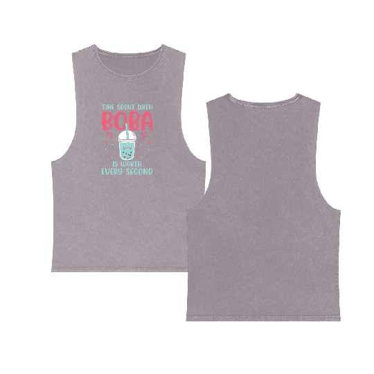 Bubble Tea Lover Boba Tea Drinker Korean Drink Double Sided Mineral Wash Tank Tops