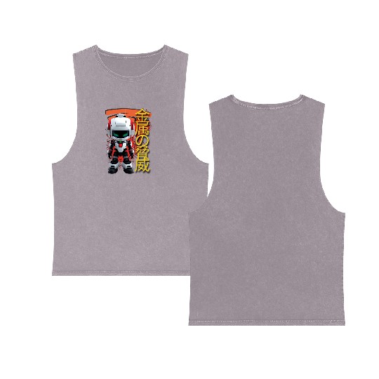 Chibi Mecha: A Cute Cyberpunk Design 7 Double Sided Mineral Wash Tank Tops