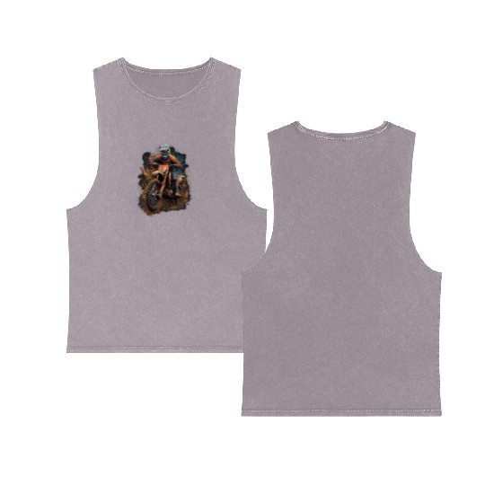 Dirt Bike Biker Motorcycle Mud Offroad Riding Double Sided Mineral Wash Tank Tops