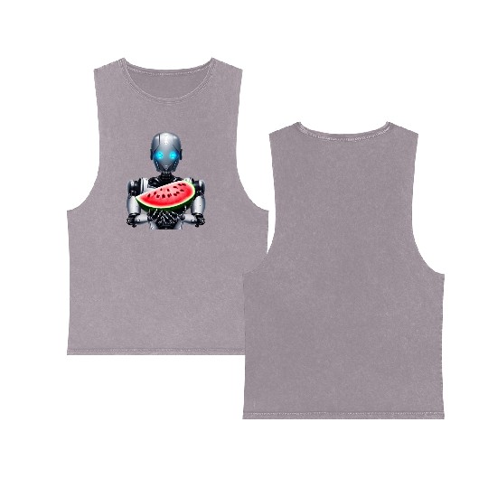 Watermelon for the robot Double Sided Mineral Wash Tank Tops