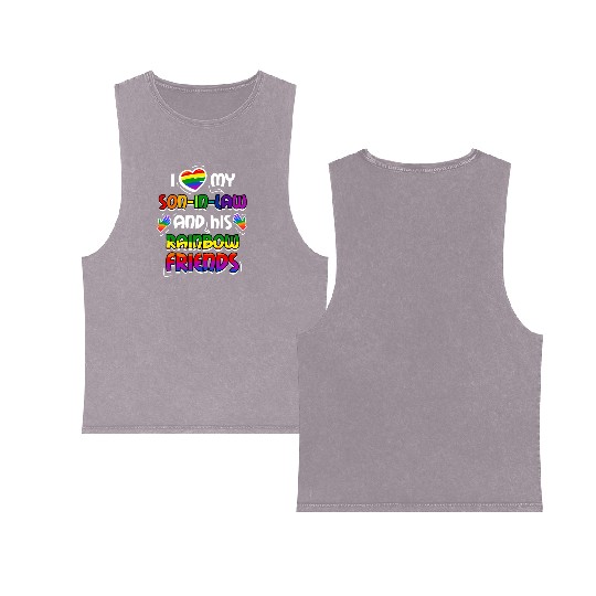 I Love My Son In Law And His Rainbow Friends Double Sided Mineral Wash Tank Tops