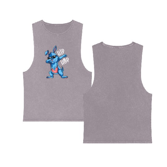 Hip Hop Dabbing Bunny Easter Day Double Sided Mineral Wash Tank Tops