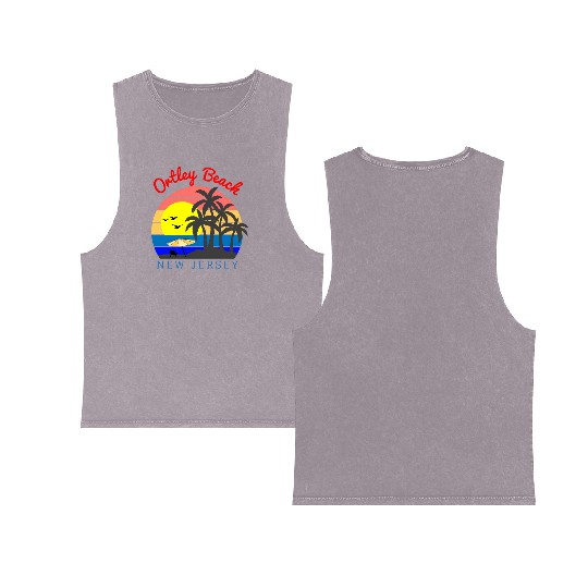 Ortley Beach New Jersey Beach Sunset Double Sided Mineral Wash Tank Tops