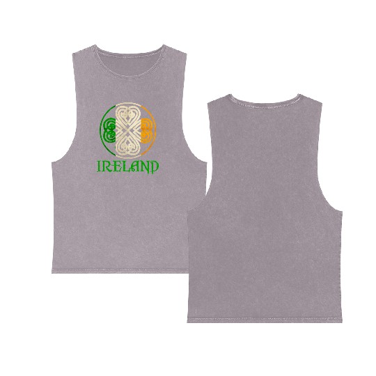 Celtic Knot Clover Ireland St Paddys Day Irish 202 Double Sided Mineral Wash Tank Tops