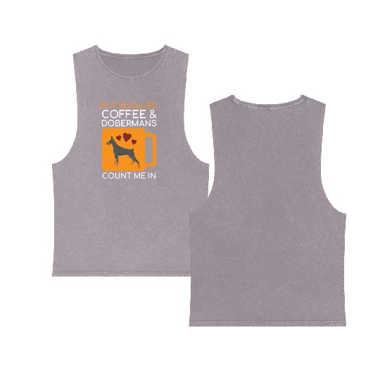 Coffee Doberman Lover Double Sided Mineral Wash Tank Tops