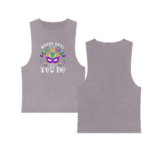 Mardi Gras Costume Beads Tuesday Double Sided Mineral Wash Tank Tops