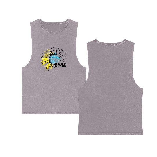 Sunflower Ukrainian Flag I Stand With Ukraine Ukra Double Sided Mineral Wash Tank Tops