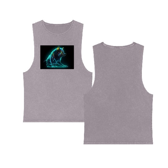 Neon Moon Wolf Double Sided Mineral Wash Tank Tops