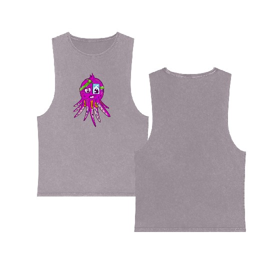 Octopus Wearing an eye patch Double Sided Mineral Wash Tank Tops
