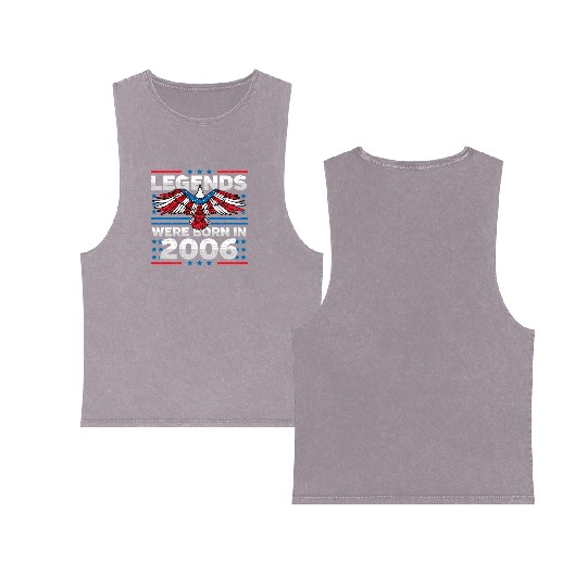 Legends Were Born In 2006 Patriotic Double Sided Mineral Wash Tank Tops