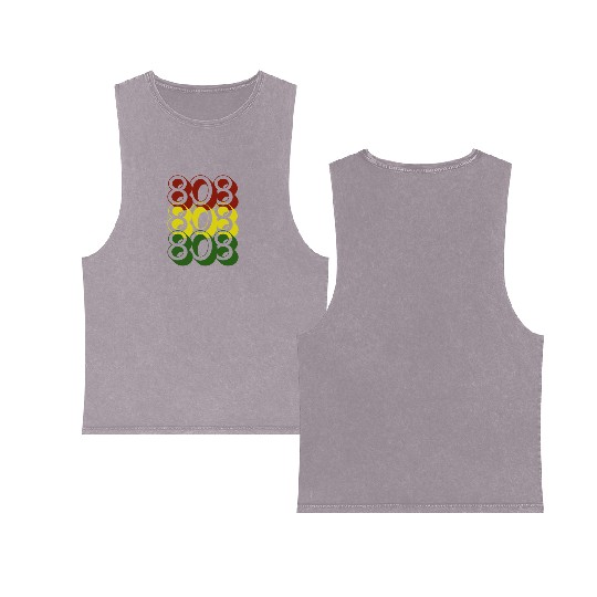 808 Red Gold Green Double Sided Mineral Wash Tank Tops