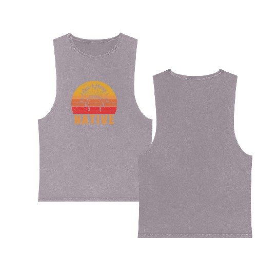 Native American Pride Native Indian Double Sided Mineral Wash Tank Tops