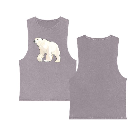 Polar Bear Arctic Animal Realistic Double Sided Mineral Wash Tank Tops