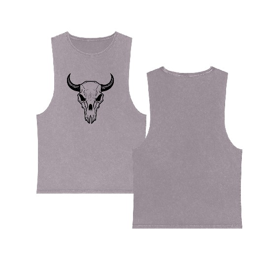 Cow Skull Boho Double Sided Mineral Wash Tank Tops