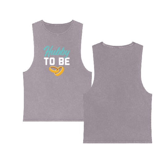 Bride And Groom Wedding Day Marriage Just Married Double Sided Mineral Wash Tank Tops
